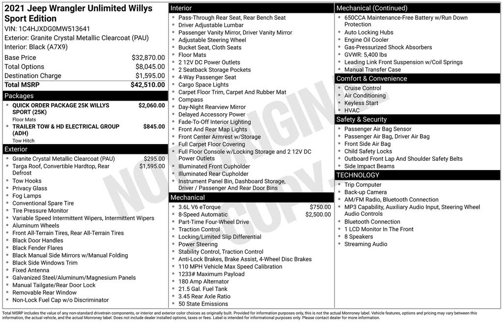 2021 Jeep Wrangler Unlimited Willys Sport