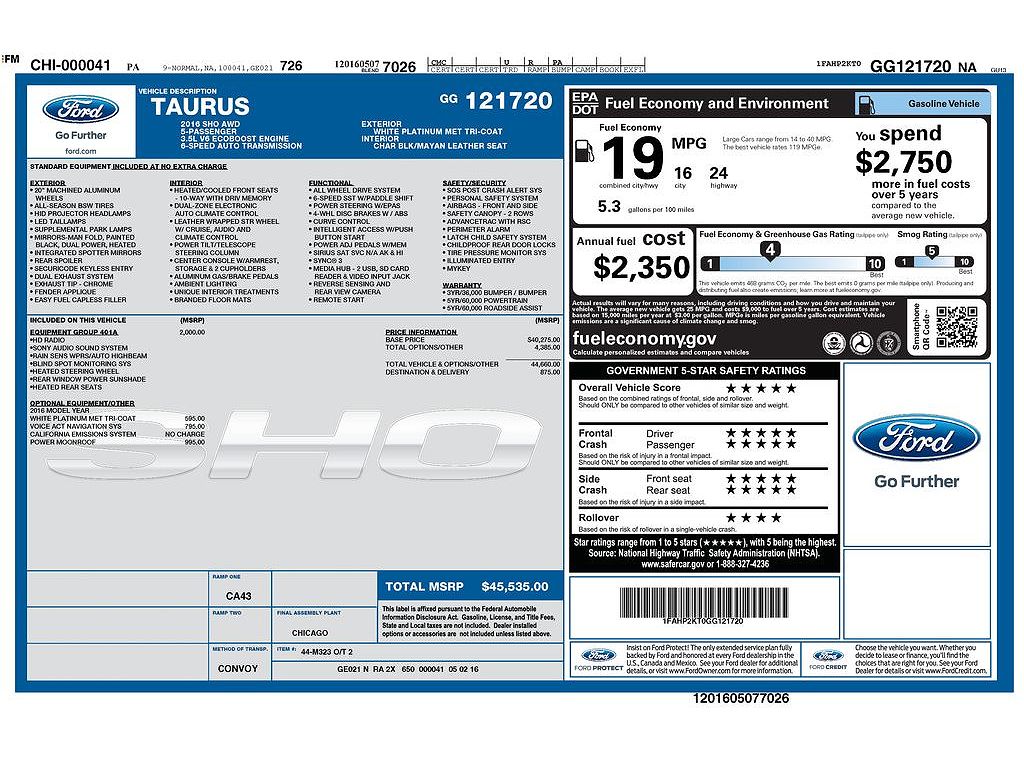 2016 Ford Taurus SHO