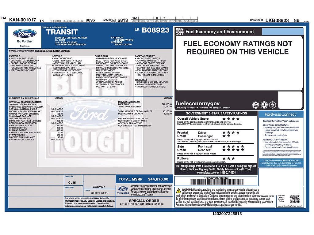 2020 Ford Transit 350 XLT Low Roof