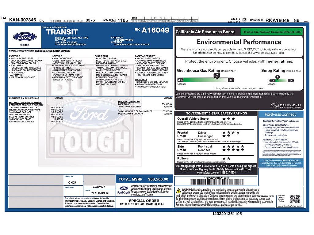 2024 Ford Transit 350 XLT Low Roof