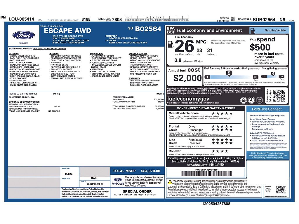 2025 Ford Escape ST-Line Select