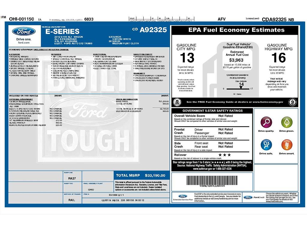 2012 Ford E-Series Wagon XL
