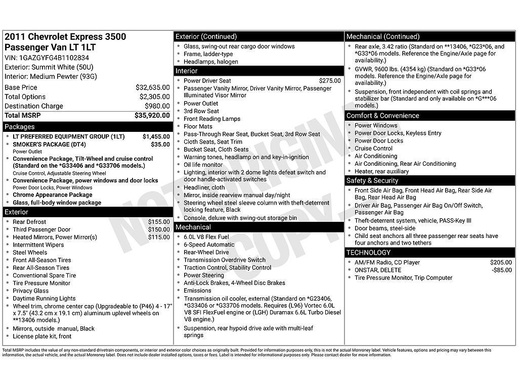 2011 Chevrolet Express LS 3500
