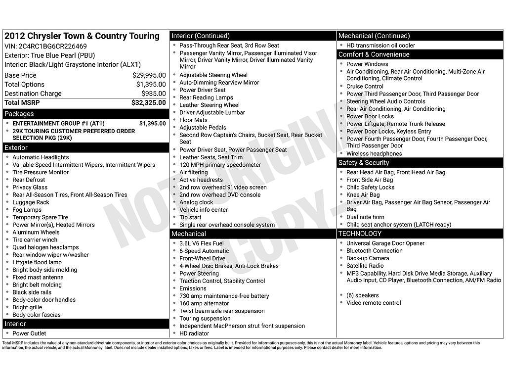 2012 Chrysler Town & Country Touring