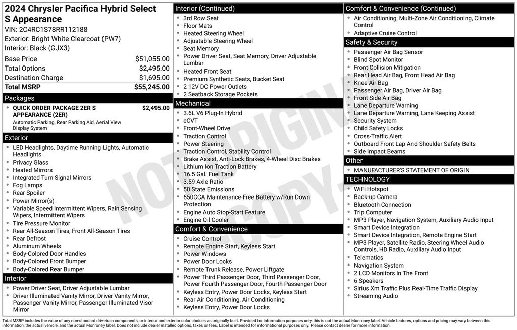 2024 Chrysler Pacifica Plug-In Hybrid Road Tripper PHEV