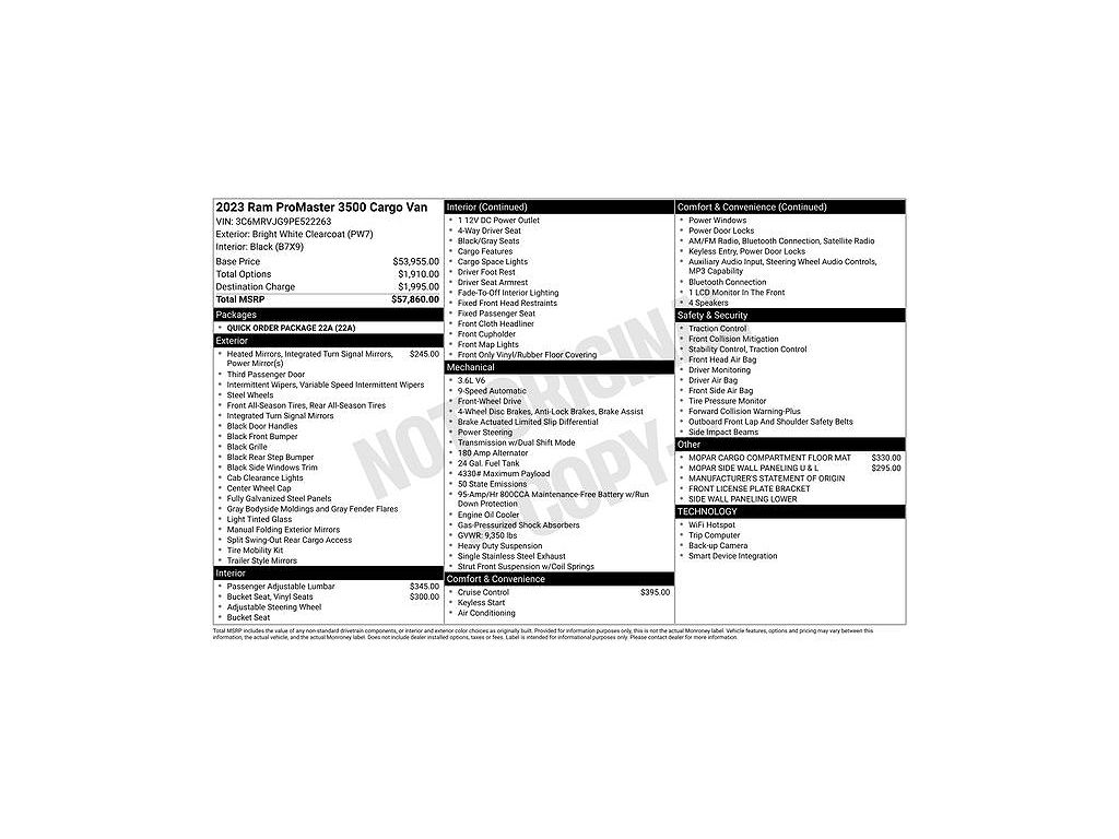 2023 Ram ProMaster 3500 High Roof