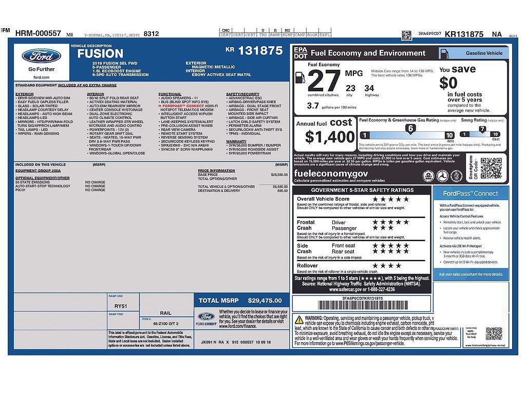 2019 Ford Fusion SEL