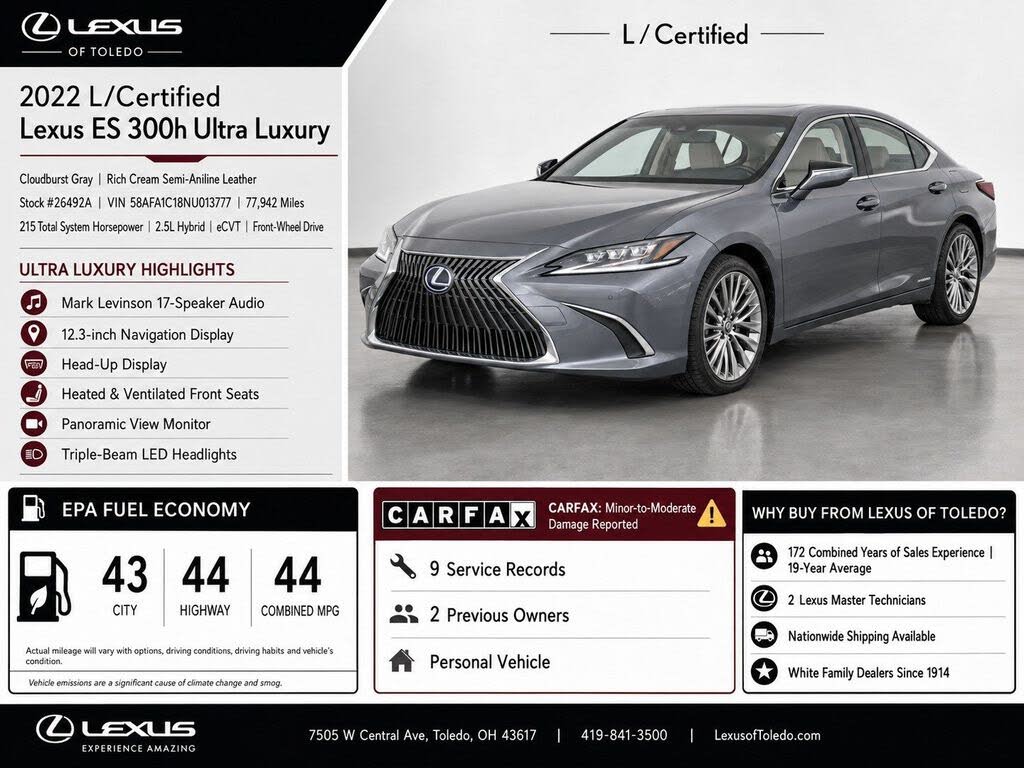 2022 Lexus ES 300h Ultra Luxury