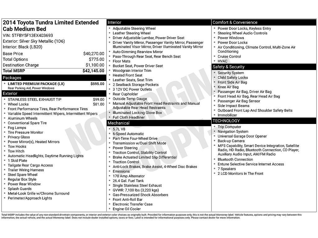 2014 Toyota Tundra 4x4 Limited 5.7L V8