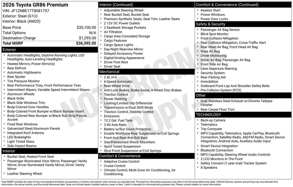 2026 Toyota GR86 Premium