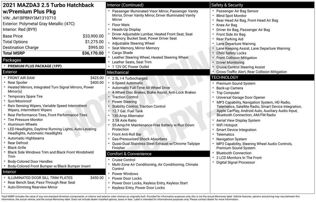 2021 Mazda Mazda3 2.5 Turbo Premium Plus