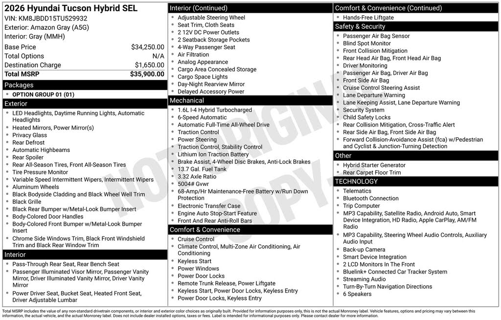 2026 Hyundai Tucson Hybrid Hybrid SEL
