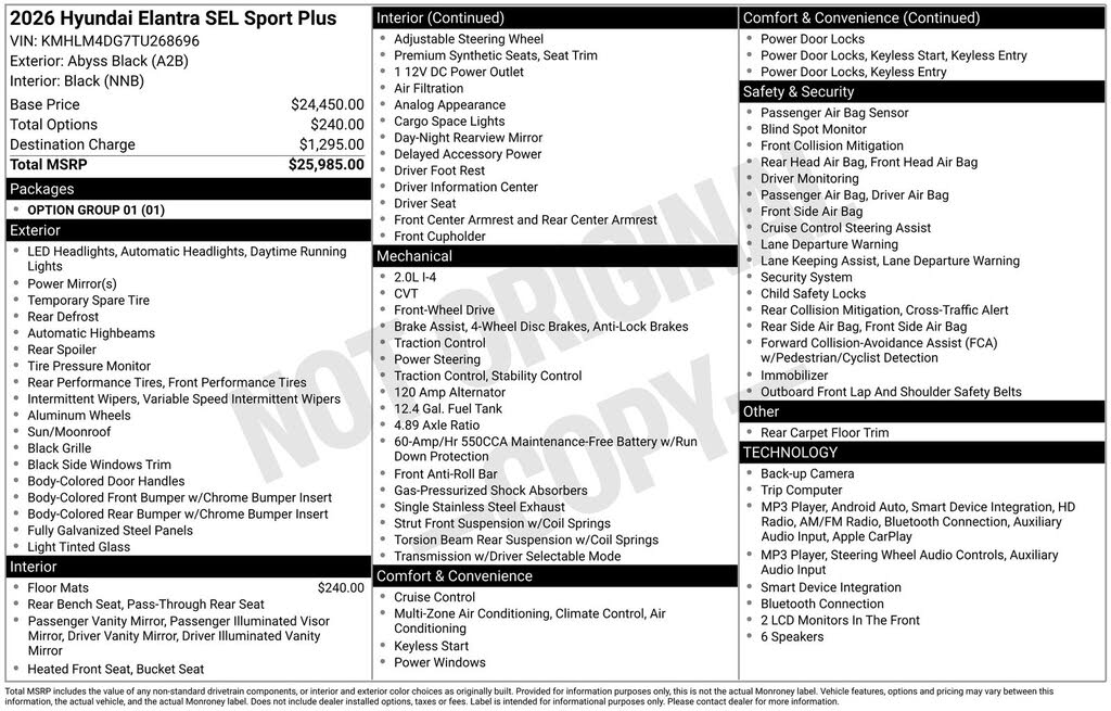 2026 Hyundai Elantra SEL Sport Plus