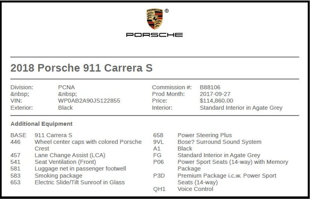 2018 Porsche 911 Carrera GTS