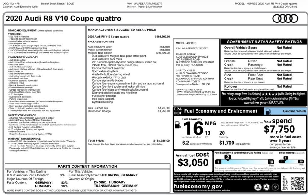 2020 Audi R8