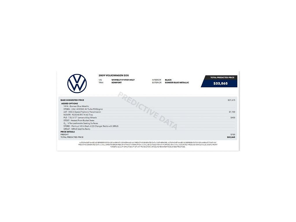 2009 Volkswagen Eos Komfort